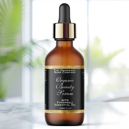 Etiqueta Rótulo de Frasco de Cosméticos Preto e Dourado