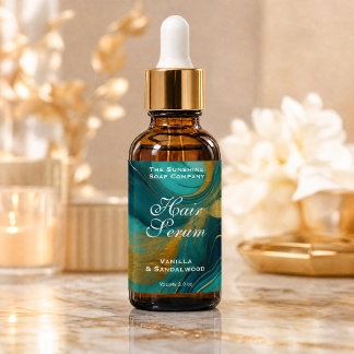 Etiqueta Rótulo de Frasco de Cosméticos Verde Azul e Dourad
