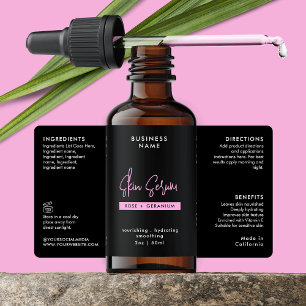 Etiqueta Rótulo de Frasco de Dropper preto e rosa 2 OZ