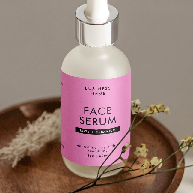 Etiqueta Rótulo de Frasco Dropper Moderno, Rosa e Preto, 2  (Modern Pink & Black 2 OZ Dropper Bottle Label *verify size to ensure a god fit*)