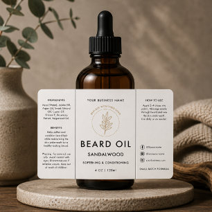 Etiqueta Rótulo de Garrafa com Logotipo de Óleo de Barba