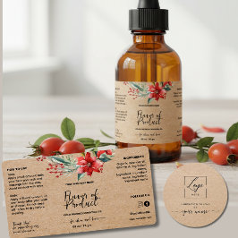 Etiqueta Rótulo de Garrafa Conta-Gotas Kraft Floral Script
