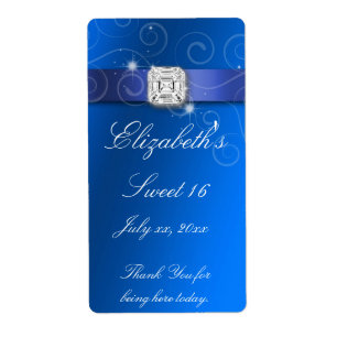 Etiqueta Rótulo de Garrafa de Água Sweet Sixteen