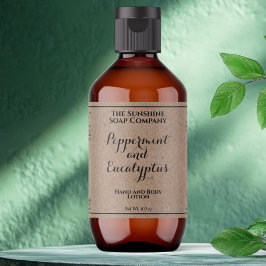 Etiqueta rótulo de garrafa de cosméticos com texto curvo em