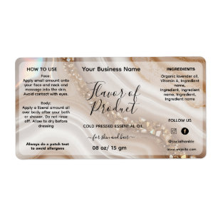 Etiqueta Rótulo de Garrafa de Óleo Essencial Beige Dourado