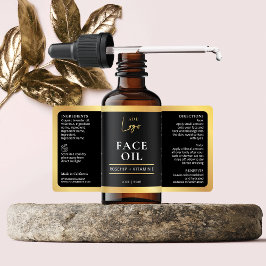 Etiqueta Rótulo de Garrafa Dourada Cosmética de Cor Preta E