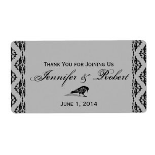 Etiqueta Rótulo de Garrafa Gótica Raven Preta