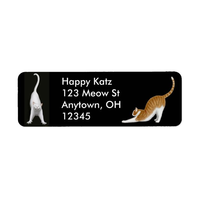 Etiqueta Rótulo de Gatos de Esticamento Feliz (Frente)