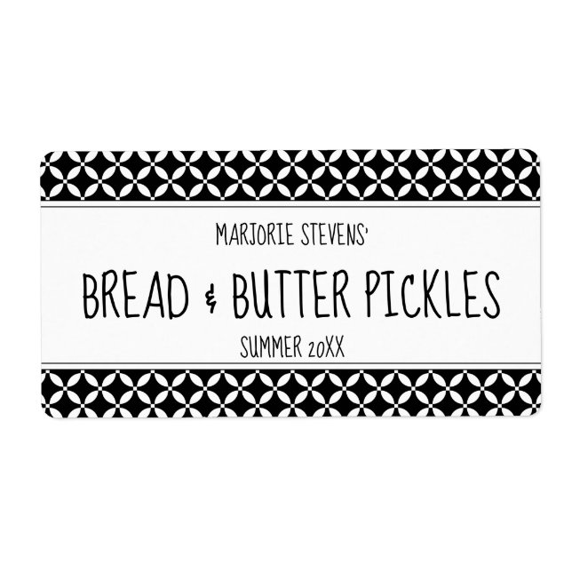 Etiqueta Rótulo de latência preto e branco moderno (Frente)