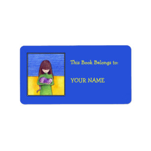 Etiqueta Rótulo de Marcador Azul de Gato