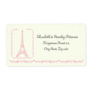 Etiqueta Rótulo de marfim Eiffel Torre, cor-de-rosa-casamen