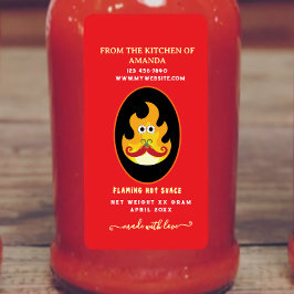 Etiqueta Rótulo de Molho Quente Personalizado Flamejante Ca
