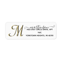 Etiqueta Rótulo de Monograma Dourado Personalizado de Scrip