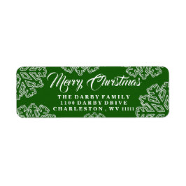 Etiqueta Rótulo de Natal Merry Flocos de Neve Verde