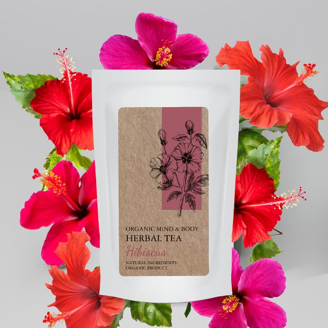Etiqueta Rótulo de Negócio Biológico Hibiscus Herbal Tea Kr (Criador carregado)