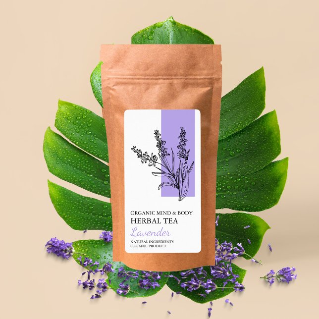 Etiqueta Rótulo de Negócios do Tea de Lavanda Biológica (Criador carregado)