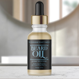 Etiqueta Rótulo de óleo para barba preto vintage 1 oz frasc