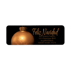 Etiqueta Rótulo de ornamento do Ouro Feliz Navidad