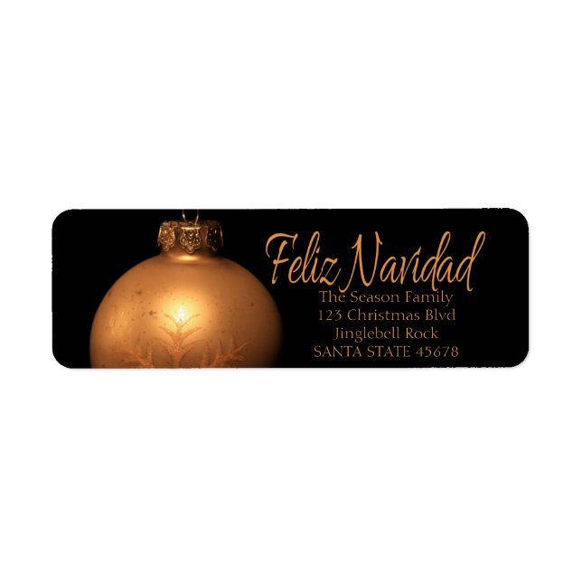 Etiqueta Rótulo de ornamento do Ouro Feliz Navidad (Frente)