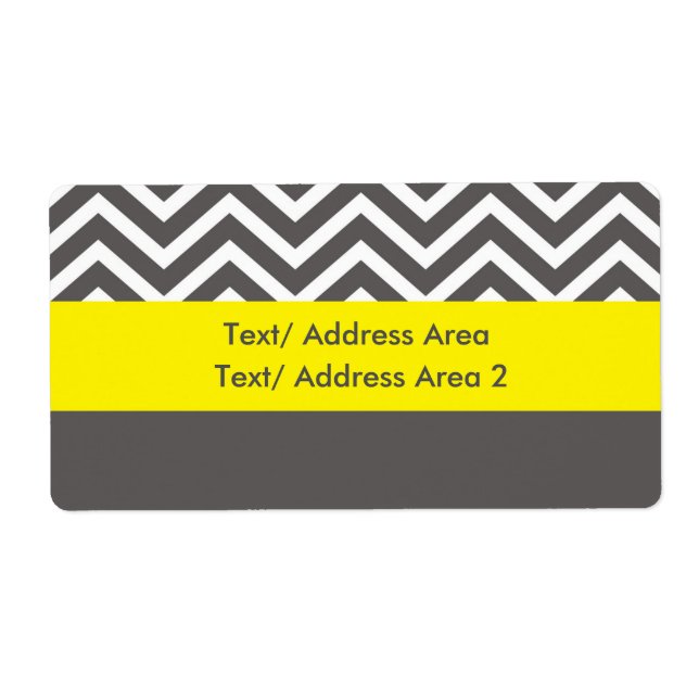 Etiqueta Rótulo de Pacote de Envio Cinza Amarelo Chevron Mo (Frente)