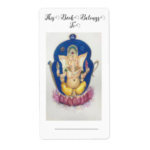 Etiqueta Rótulo de Placa de Livro Ganesha Elefante Maureen