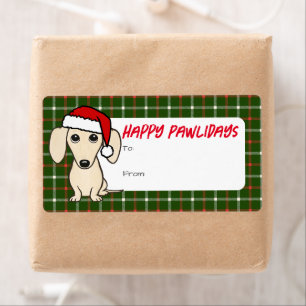 Etiqueta Rótulo de presente de Natal de Dachshund creme fof