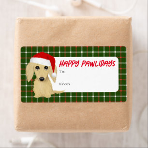 Etiqueta Rótulo de presente de Natal para Dachshund de pelo