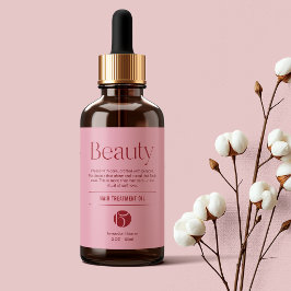 Etiqueta Rótulo de Produto de Garrafa de Beleza Rosa Corado