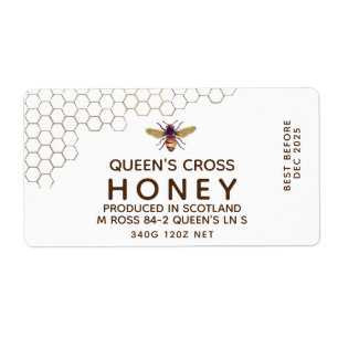 Etiqueta Rótulo de salto hexadecimal de mel de 12 oz com pe
