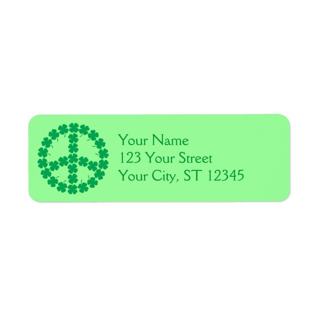 Etiqueta Rótulo de Sinal de Paz de Shamrock (Frente)