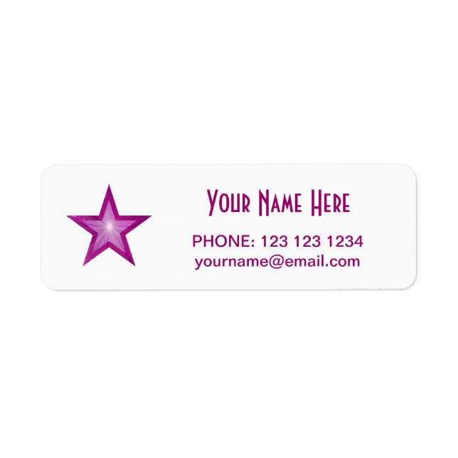 Etiqueta Rótulo de texto 'Nome' de estrela rosa branco pequ (Frente)