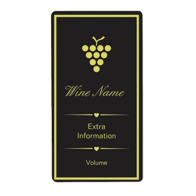 Etiqueta Rótulo de Vinho Amarelo Preto (Frente)