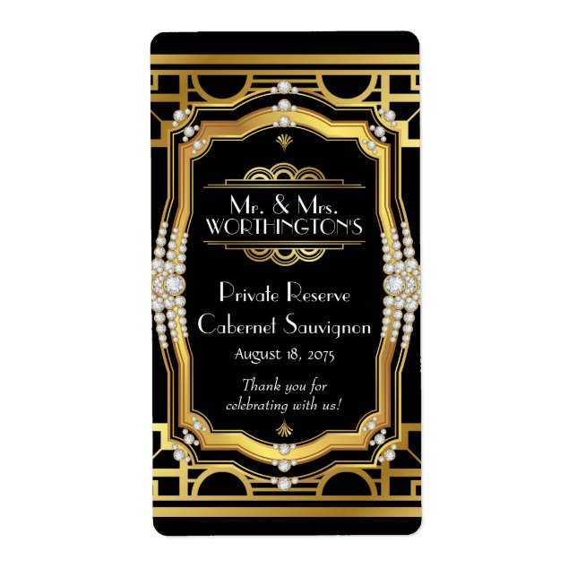 Etiqueta Rótulo de vinho Art Deco (Frente)