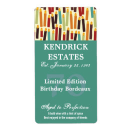 Etiqueta Rótulo de Vinho de Aniversário Teal (375 ml)