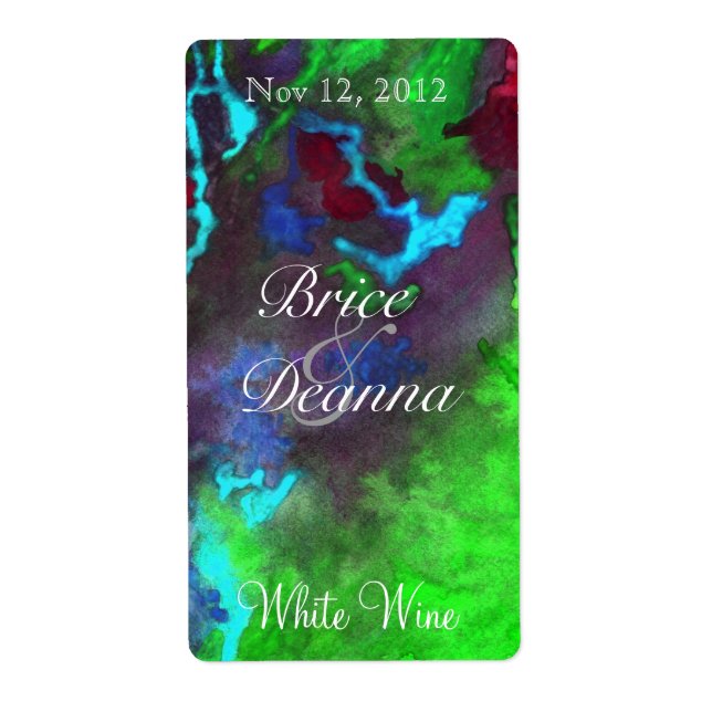 Etiqueta Rótulo de Vinho de Casamento da Fusão Verde 2 (Frente)