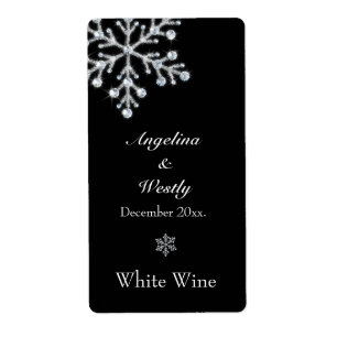 Etiqueta Rótulo de Vinho de Casamento de Floco de Neve de I
