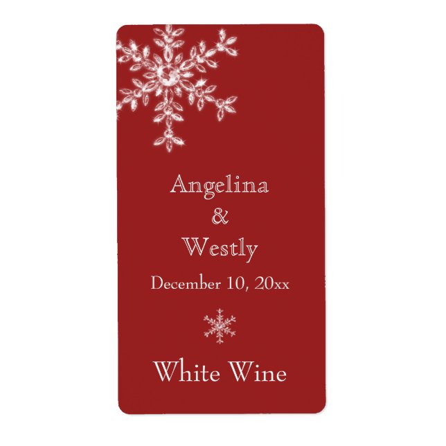 Etiqueta Rótulo de Vinho de Casamento de Glamor de inverno  (Frente)
