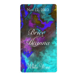 Etiqueta Rótulo de Vinho de Casamento do Teal Fusion 2