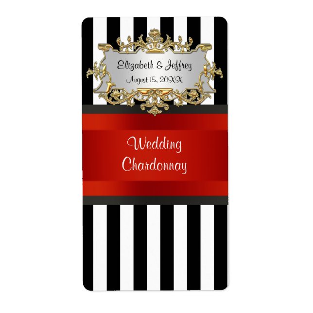 Etiqueta Rótulo de Vinho de Fita Preta, Preto, com Stripe,  (Frente)