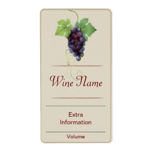 Etiqueta Rótulo de Vinho de Uva Vermelha