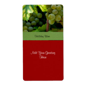 Etiqueta Rótulo de Vinho Feriado com Uvas Brancas
