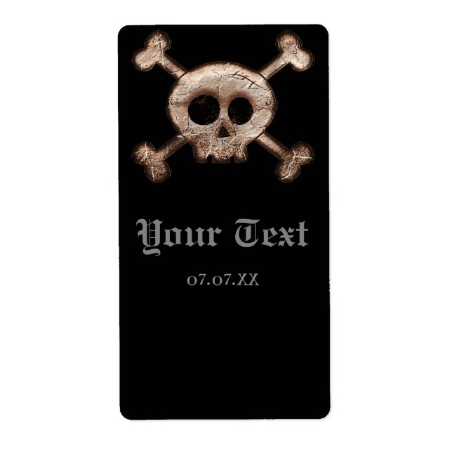 Etiqueta Rótulo de vinho para festa de Halloween com caveir (Frente)