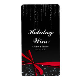 Etiqueta Rótulo de vinho para festa de Natal com laço verme
