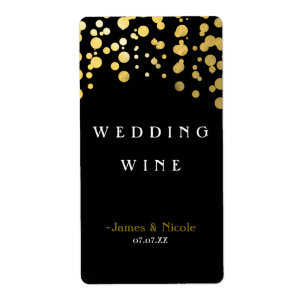 Etiqueta Rótulo de vinho preto elegante com pontos de confe