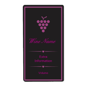 Etiqueta Rótulo de Vinho Preto Roxo