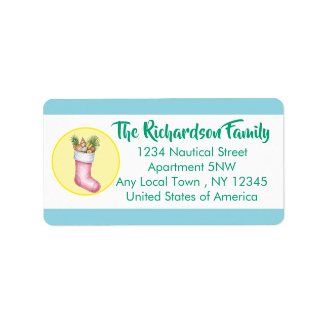 Etiqueta Rótulo do Cartão de Feriado Pensado Náutico (Frente)