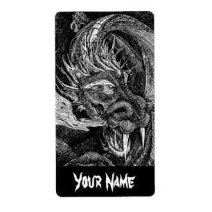 Etiqueta Rótulo do Dragão "Nome" grande