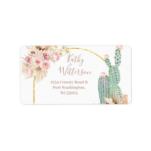 Etiqueta Rótulo do Endereço Boho Cactus Chá de fraldas Flor