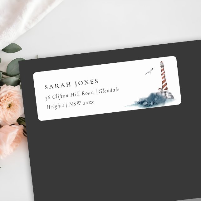 ETIQUETA RÓTULO DO ENDEREÇO DA ONDA DO MAR VERMELHO AZUL (Criador carregado)