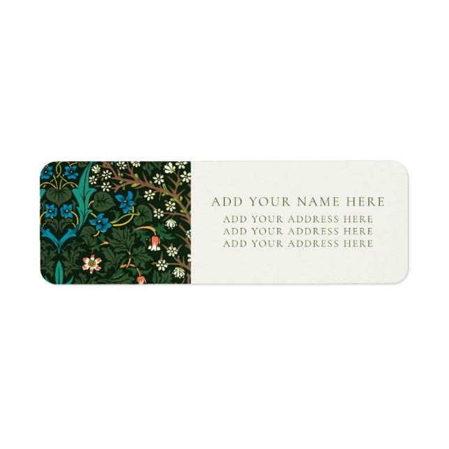 ETIQUETA RÓTULO DO ENDEREÇO DE DEVOLUÇÃO DE WILLIAM MORRIS  (Frente)